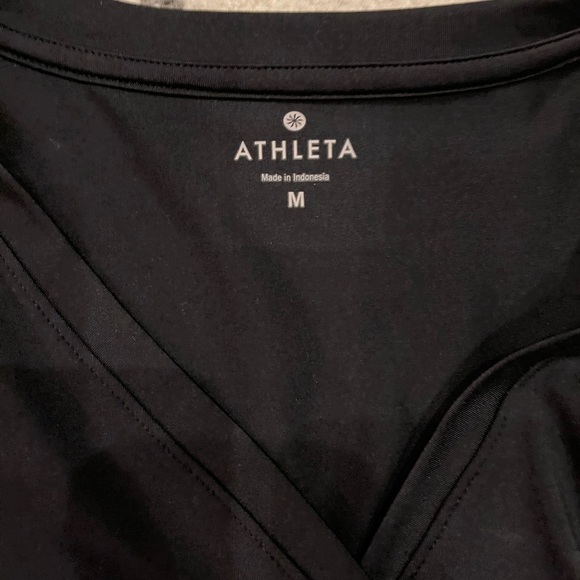 ATHLETA Nectar Black Sleeveless Faux Wrap Knee Length Dress Size MEDIUM - Picture 2 of 4